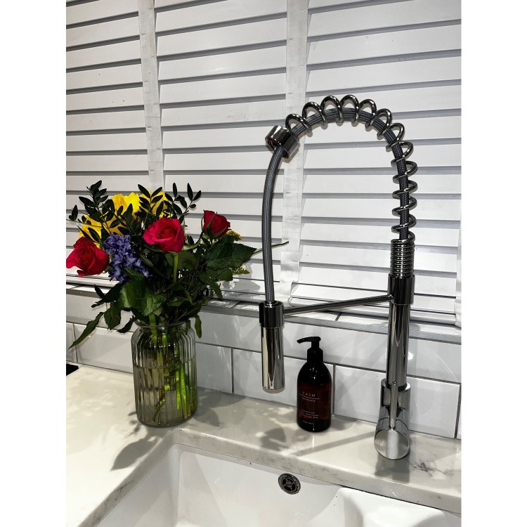 GRADE A1 - Malvern Single Lever Monobloc Pull Out Dual Spray Kitchen Tap - Chrome