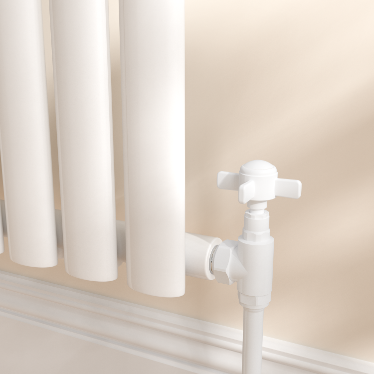Maesta White Traditional Manual Angled Radiator Valves (pair)