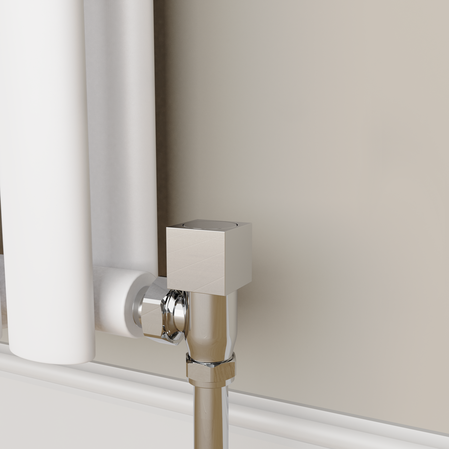 Image of Elego Chrome Modern Manual Angled Radiator Valves (pair) MAN-AG-2CH Chrome