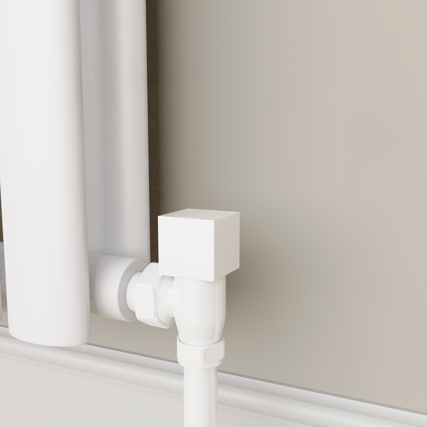 Image of Elego White Modern Manual Angled Radiator Valves (pair) MAN-AG-2WH White