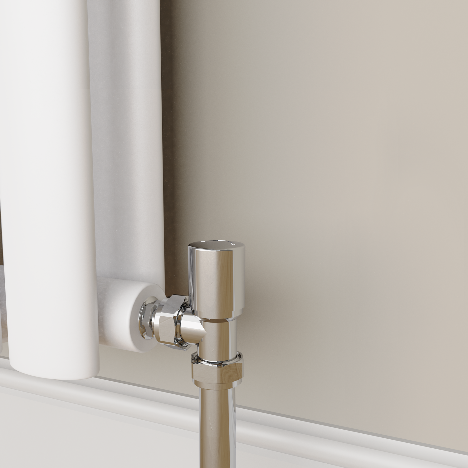 Image of Elego Chrome Modern Manual Angled Radiator Valves (pair) MAN-AG-3CH Chrome
