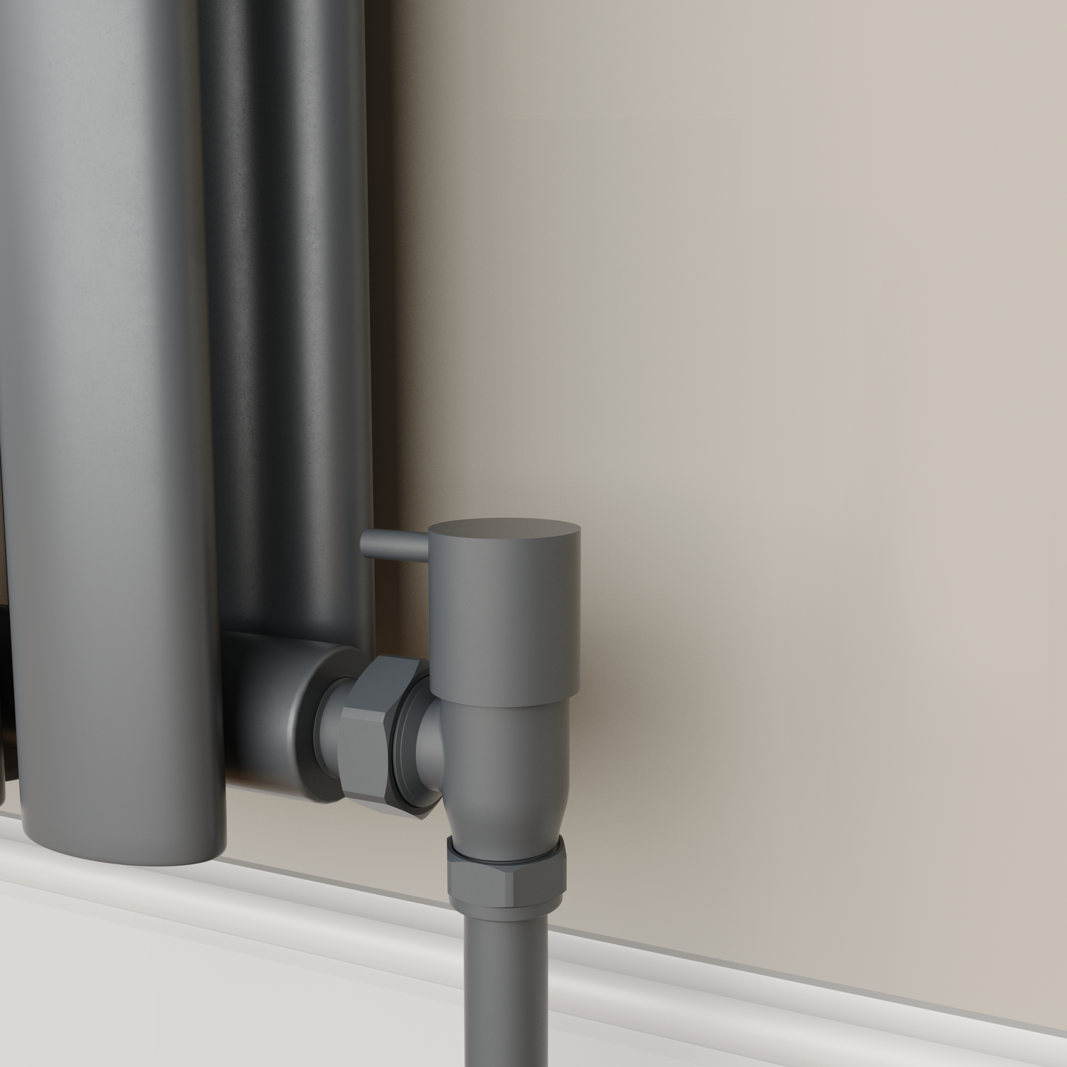 Elego Anthracite Gray Modern Manual Angled Radiator Valves (Pair) - Image 2