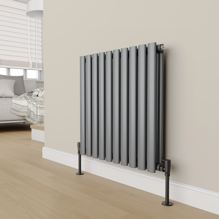 Elego Matte Black Modern Manual Angled Radiator Valves (pair)