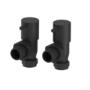 Elego Matte Black Modern Manual Angled Radiator Valves (pair)