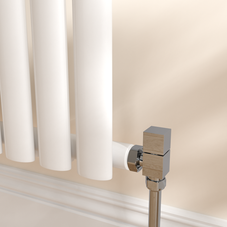 Elego Chrome Modern Manual Angled Radiator Valves (pair)