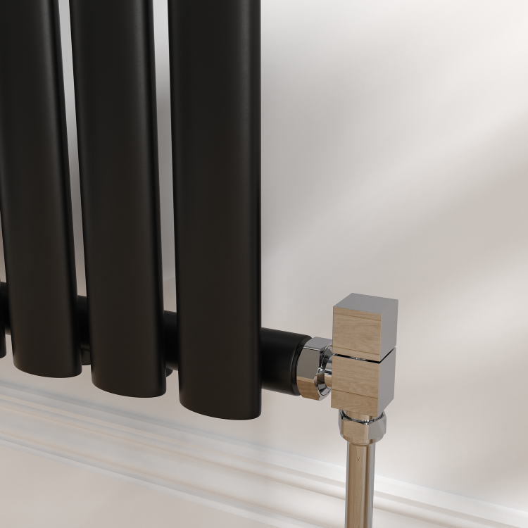 Elego Chrome Modern Manual Angled Radiator Valves (pair)