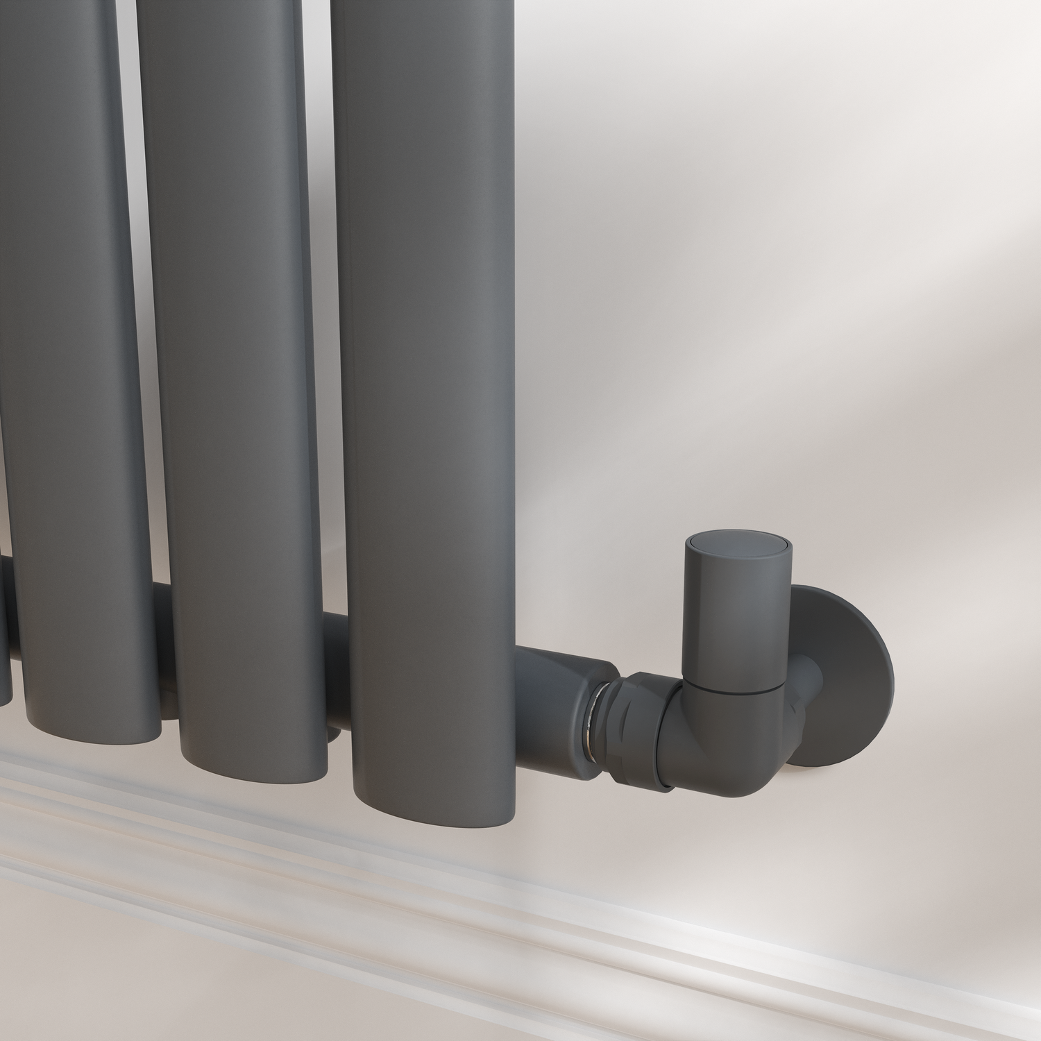 Image of Elego Anthracite Gray Modern Manual Corner Radiator Valves With Lockshield MAN-CN-3AG Anthracite