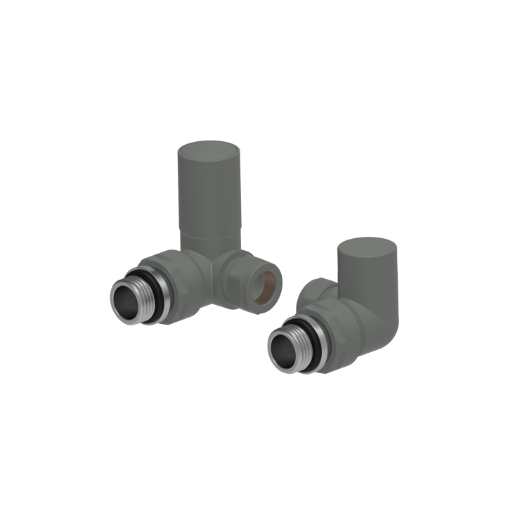 Elego Anthracite Gray Modern Manual Corner Radiator Valves With Lockshield