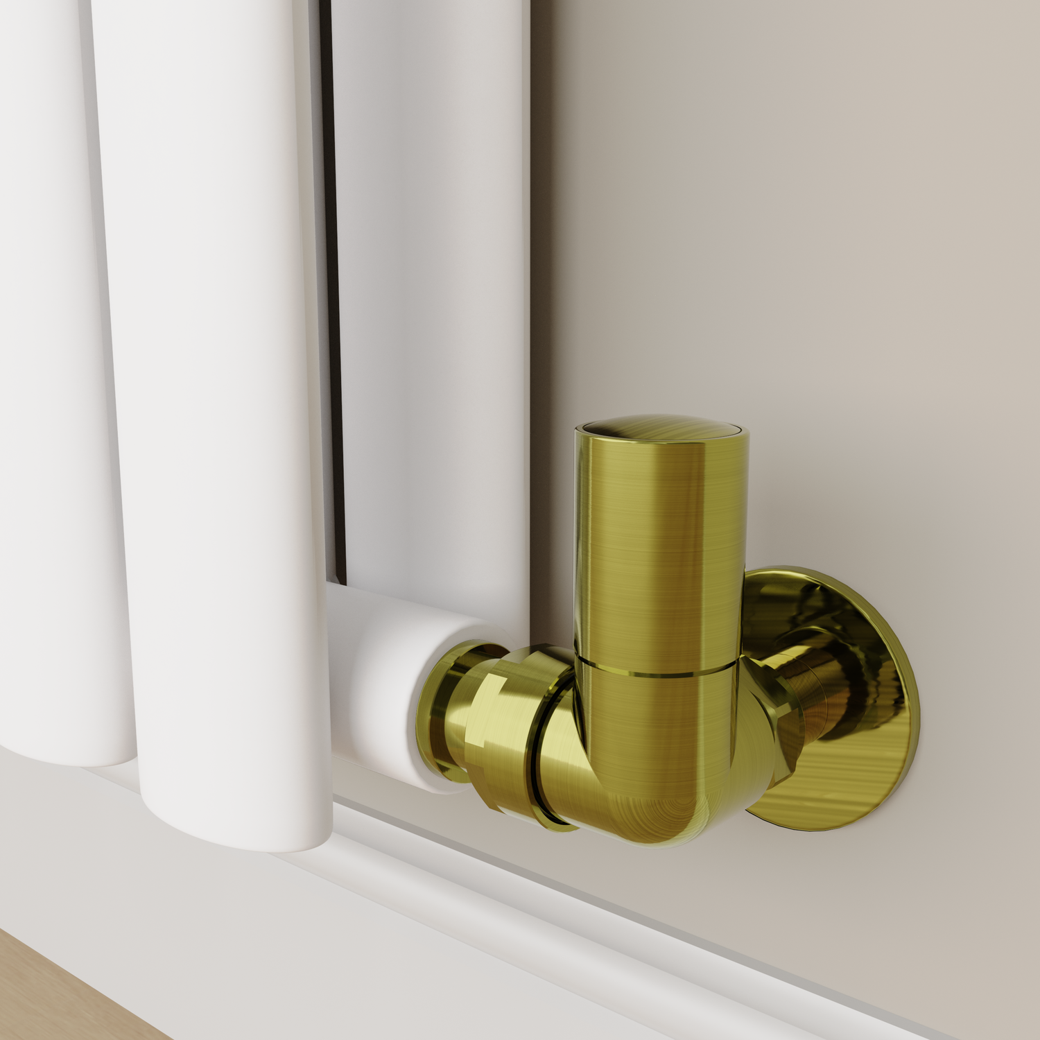 Brushed Brass Modern Manual Corner Radiator Valves Lockshield