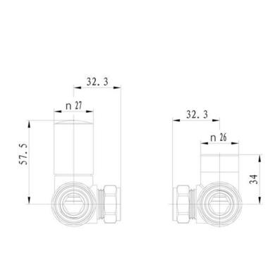 Refurbished Elego Chrome Modern Manual Corner Radiator Valves With Lockshield