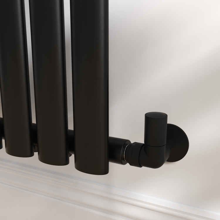 Elego Matte Black Modern Manual Corner Radiator Valves With Lockshield