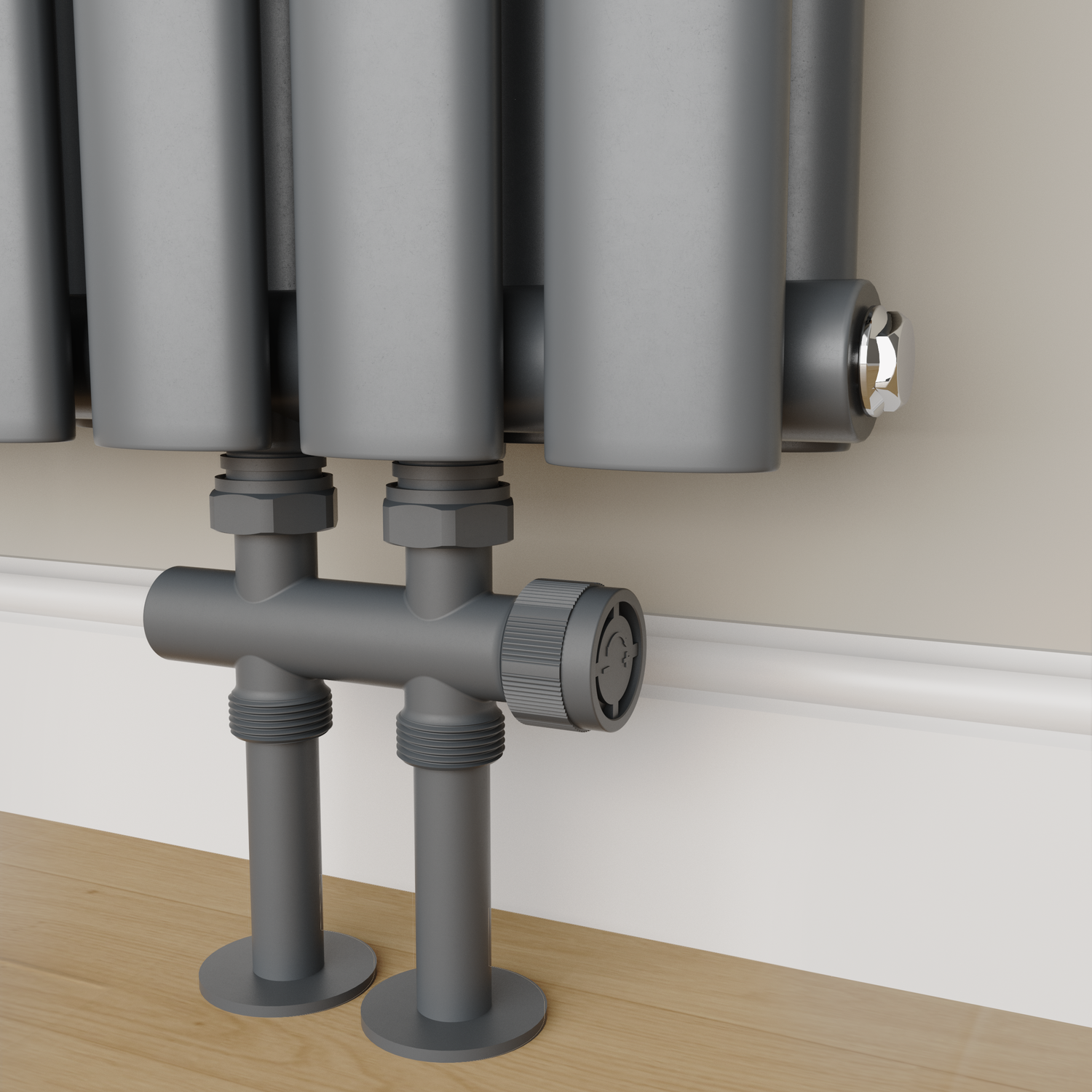 Elego  Gray Modern Manual H Block Radiator Valves MAN-H-3AG
