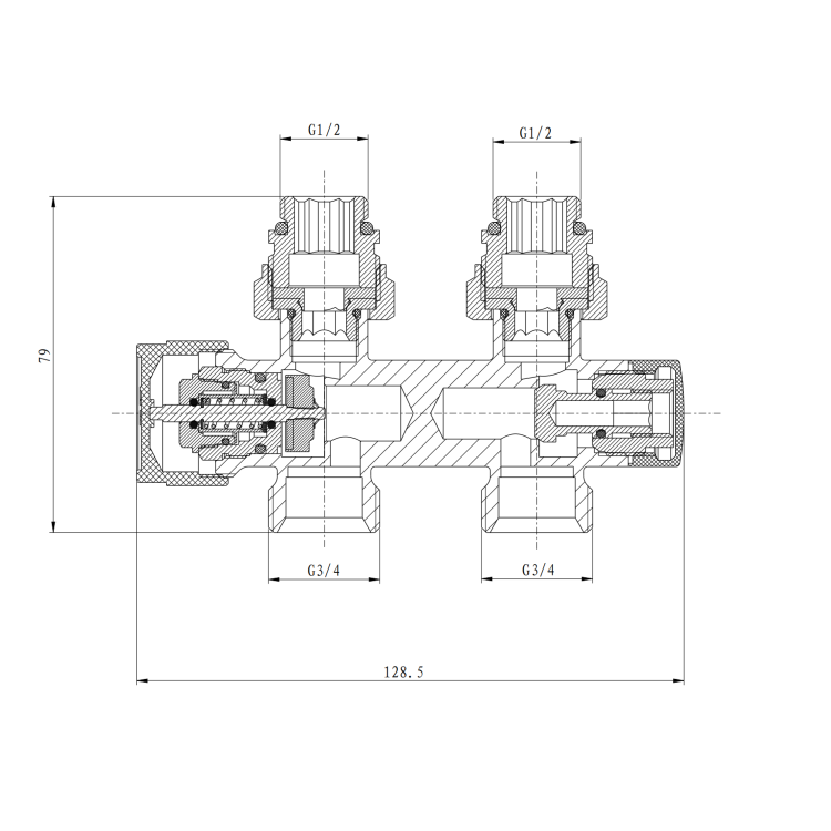 Elego Anthracite Gray Modern Manual H Block Valve