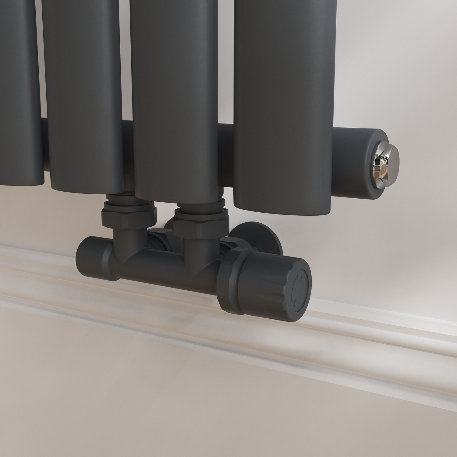 Elego  Gray Modern Manual H Block Angled Radiator Valves (Pair) MAN-HBA-3AG