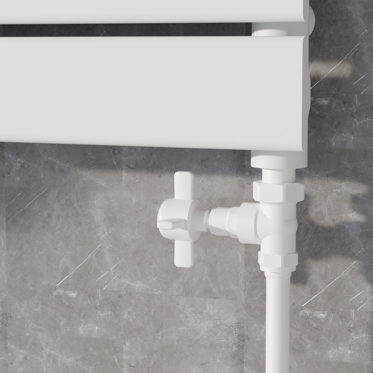 Image of Maesta White Traditional Manual Straight Radiator Valves (pair) MAN-ST-1WH White