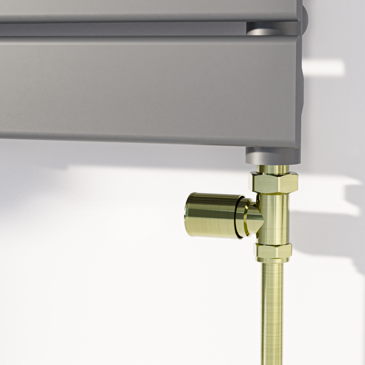 Elego Brushed Brass Modern Manual Straight Radiator Valves (pair)