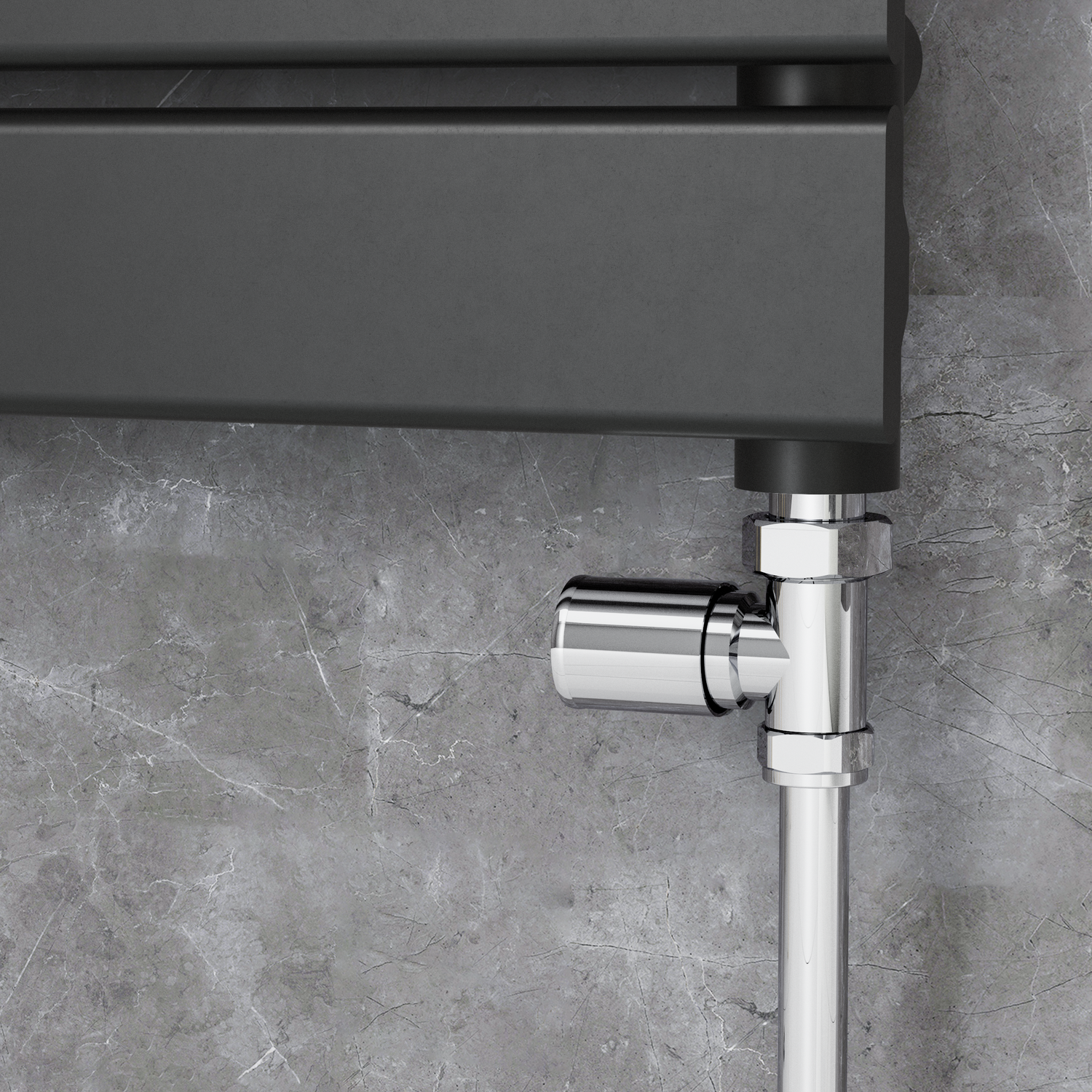 Elego  Modern Manual Straight Radiator Valves (Pair) MAN-ST-3CH