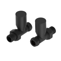 Elego Matte Black Modern Manual Straight Radiator Valves (pair)