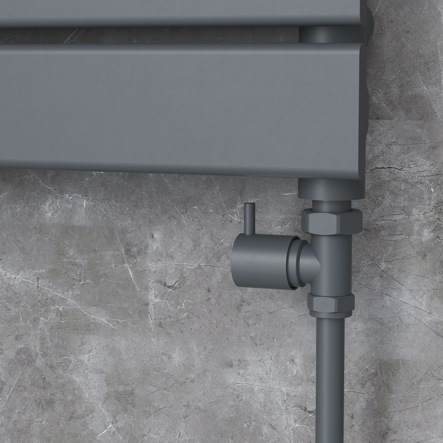 Elego  Gray Modern Manual Straight Radiator Valves (Pair) MAN-ST-4AG