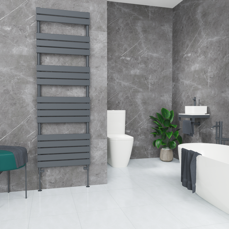 Elego Anthracite Gray Modern Manual Straight Radiator Valves (pair)