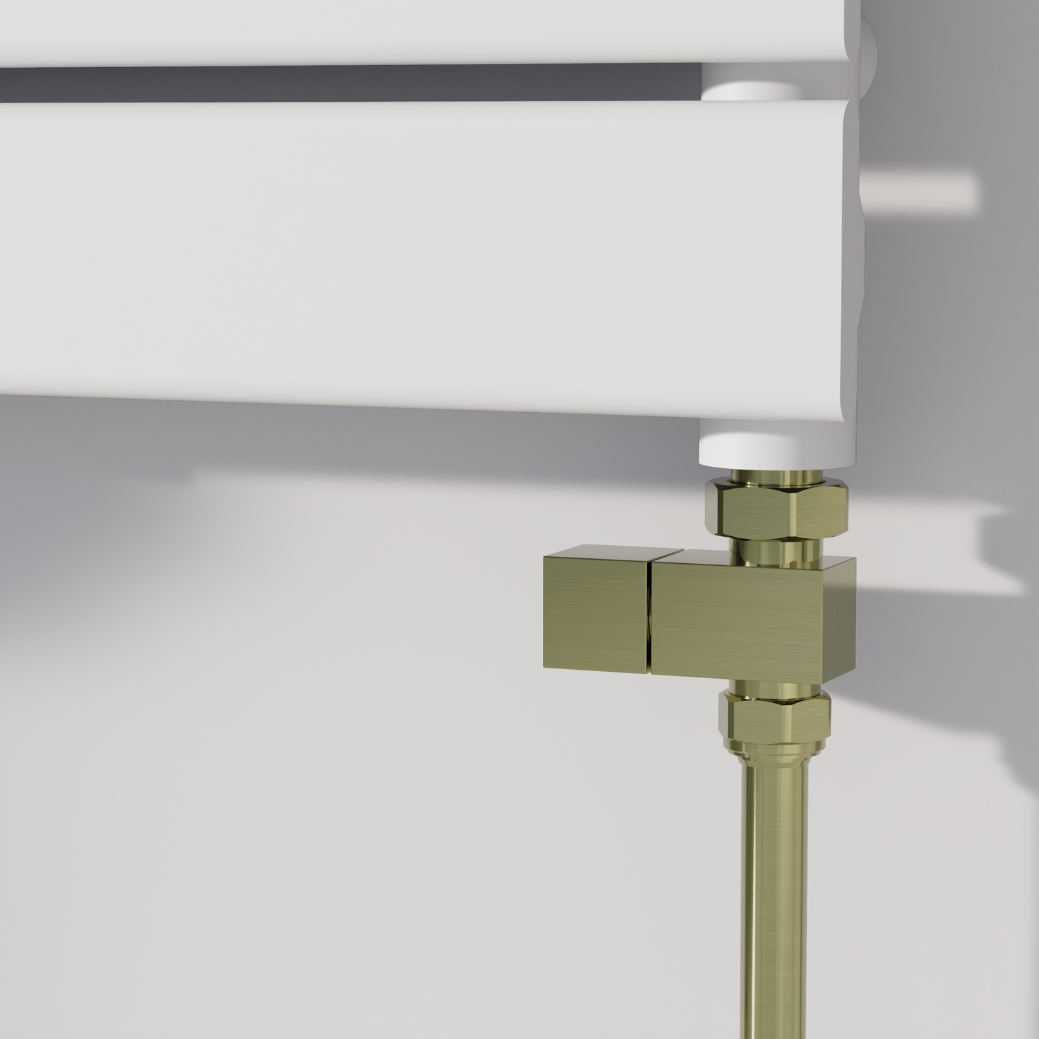 Image of Elego Brushed Brass Modern Manual Straight Radiator Valves (pair) MAN-ST-5BB Brushed Brass