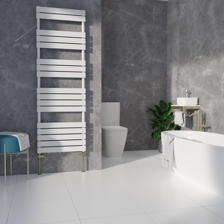 Elego Brushed Brass Modern Manual Straight Radiator Valves (pair)