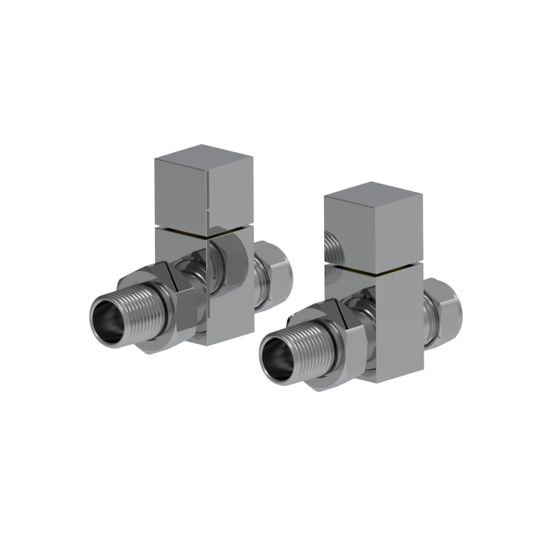 Elego Chrome Modern Manual Straight Radiator Valves (pair)