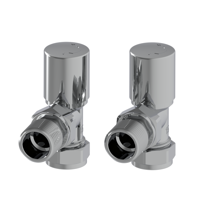 Elego Chrome Modern Manual Angled Radiator Valves (pair)