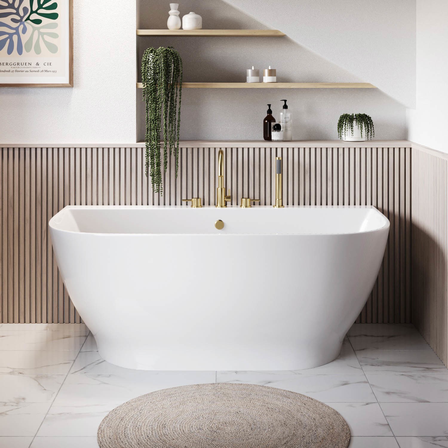 Freestanding Back to Wall Double Ended Bath 1500 x 780mm