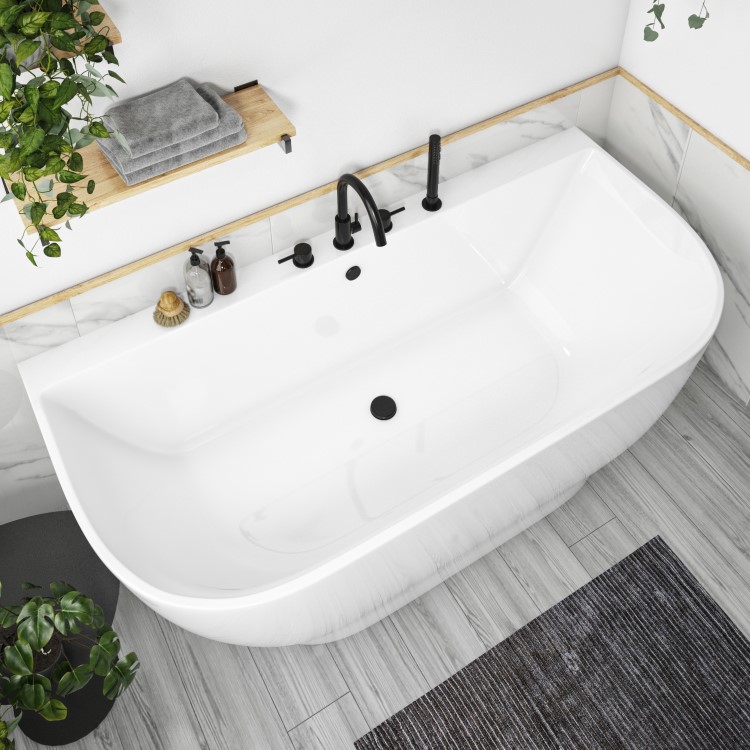 GRADE A1 - Manilla Freestanding Bath Double Ended Back To Wall - 1650 x 780mm