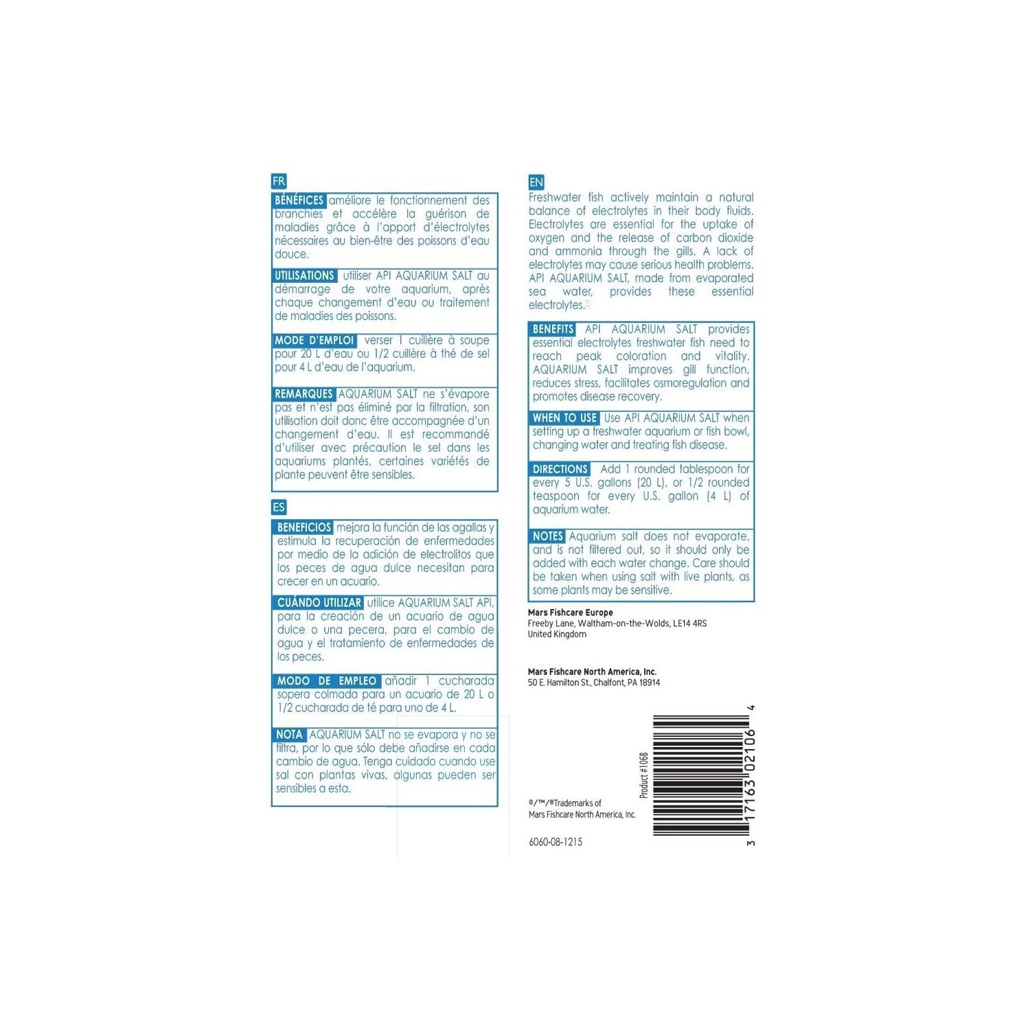 API Aquarium Salt Freshwater Tank Additive Treatment Fish Health