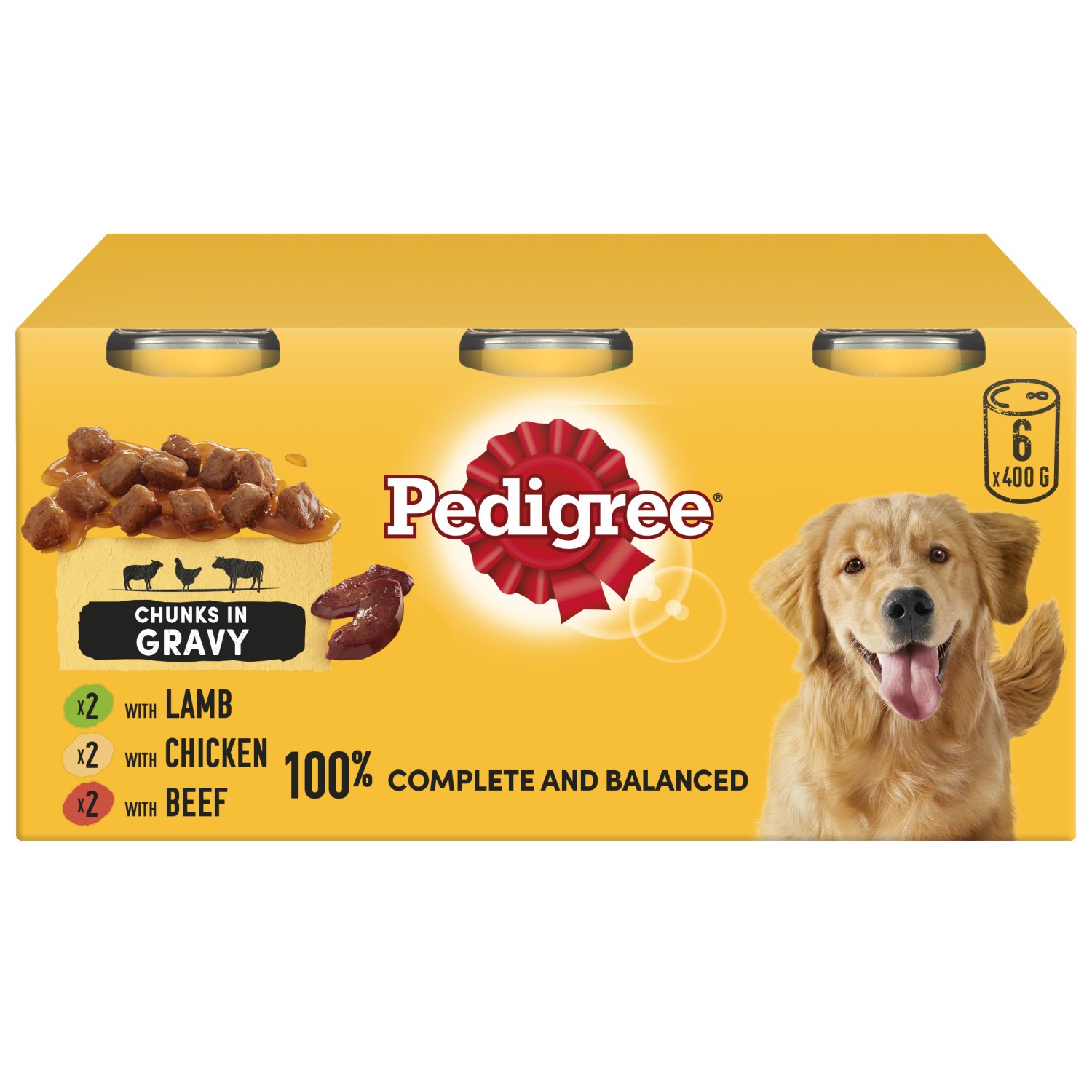 24 x 400g Pedigree Adult Wet Dog Food Tins Mixed Selection in Gravy