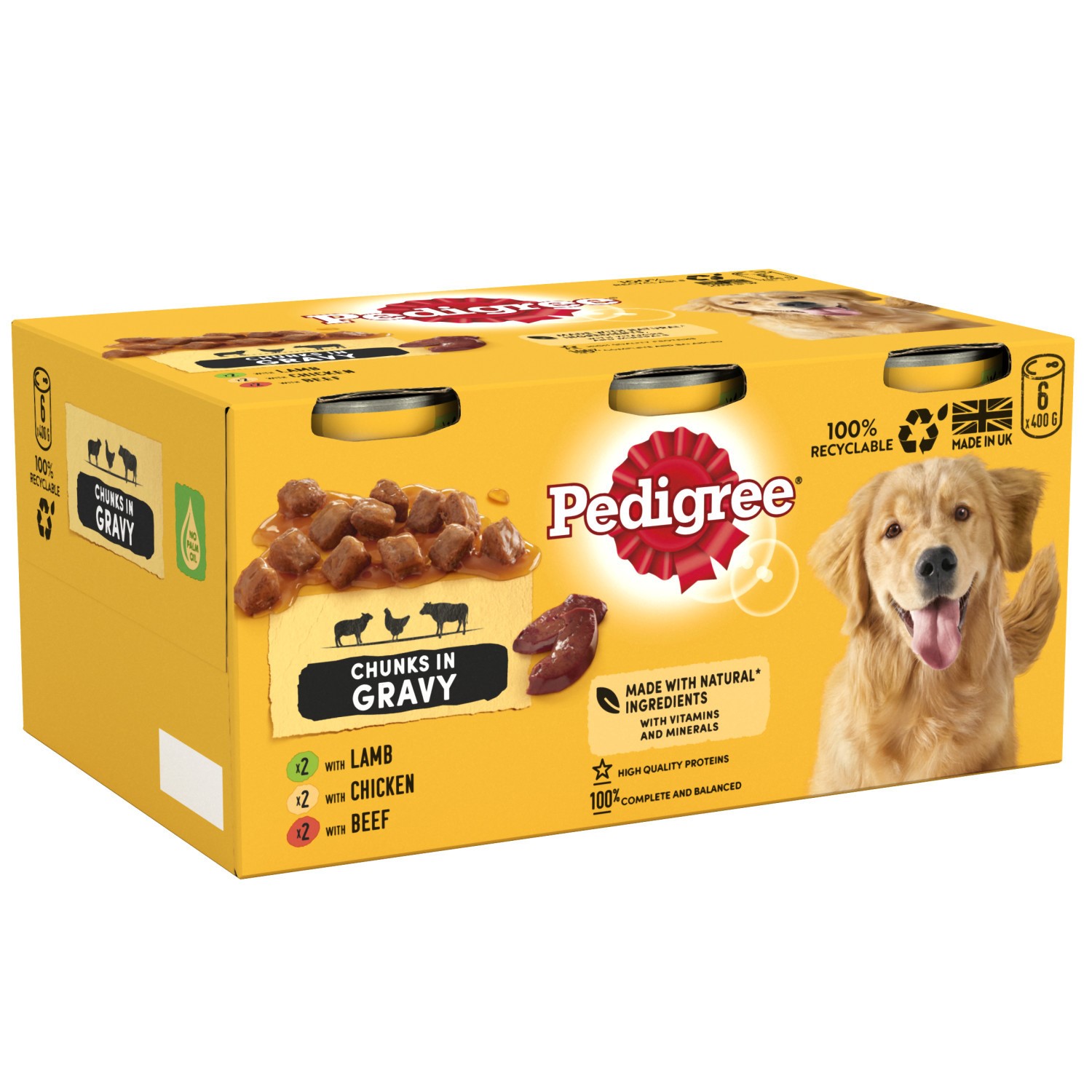 24 x 400g Pedigree Adult Wet Dog Food Tins Mixed Selection in Gravy