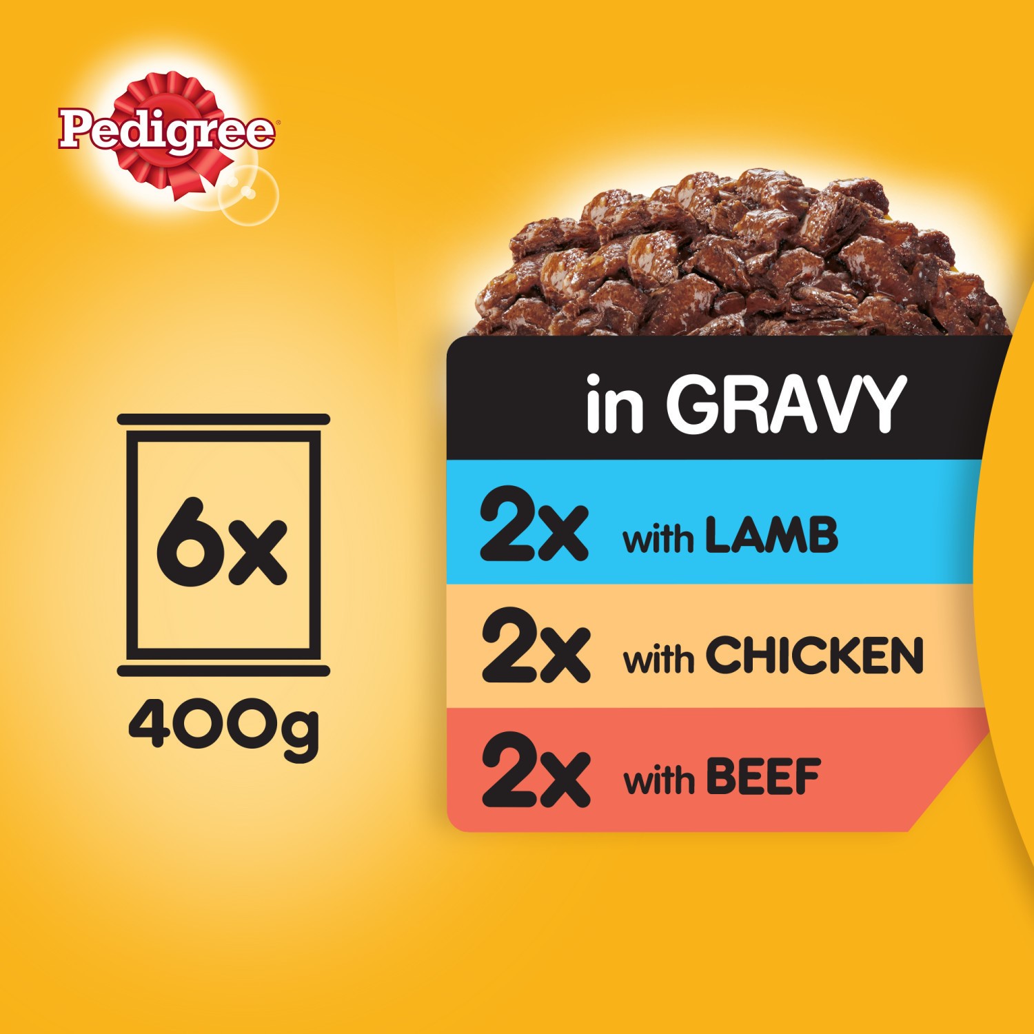 24 x 400g Pedigree Adult Wet Dog Food Tins Mixed Selection in Gravy