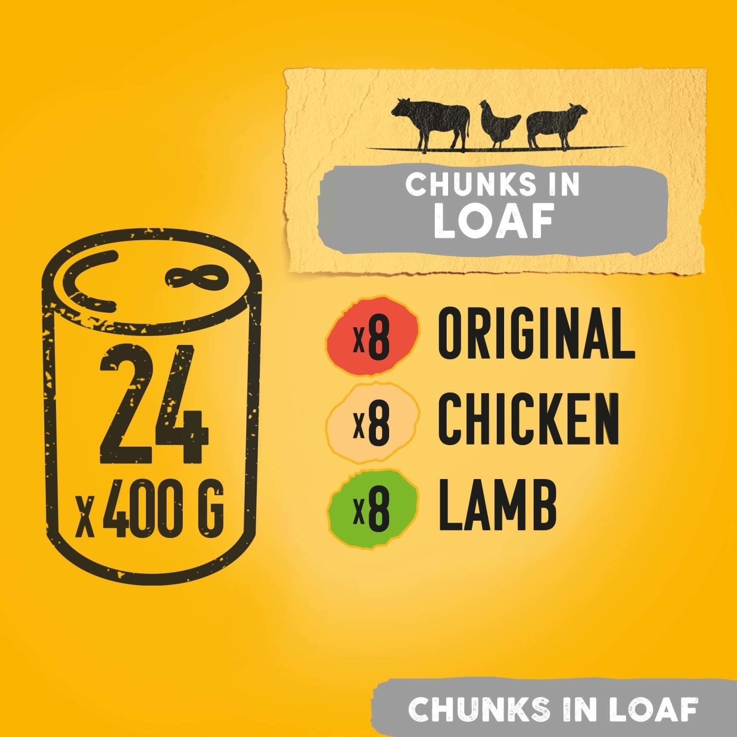 24 x 400g Pedigree Adult Wet Dog Foods Tins Mixed Selection in Loaf Dog Can