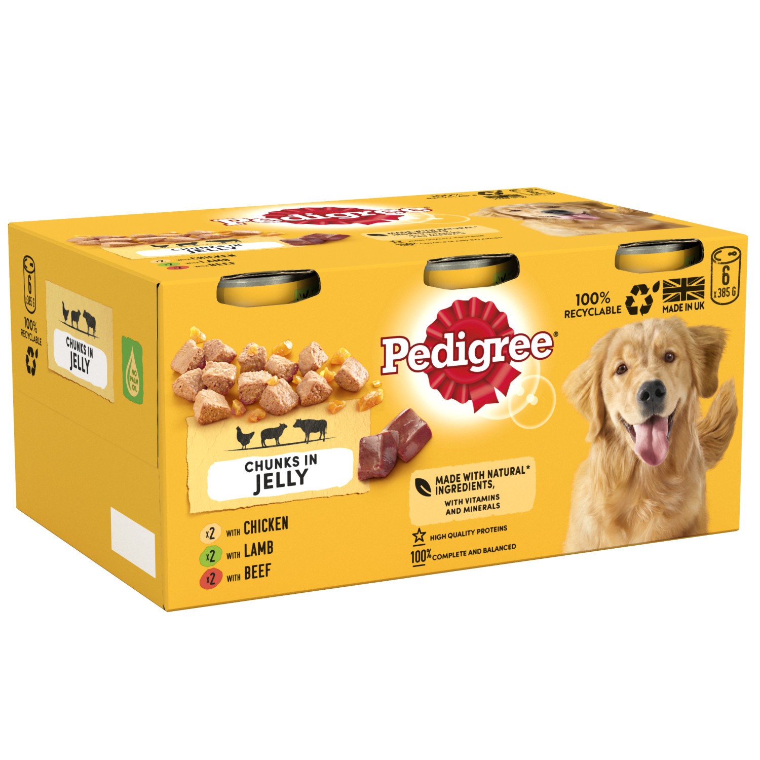 24 x 385g Pedigree Adult Wet Dog Food Tins Mixed Selection in Jelly Dog Can
