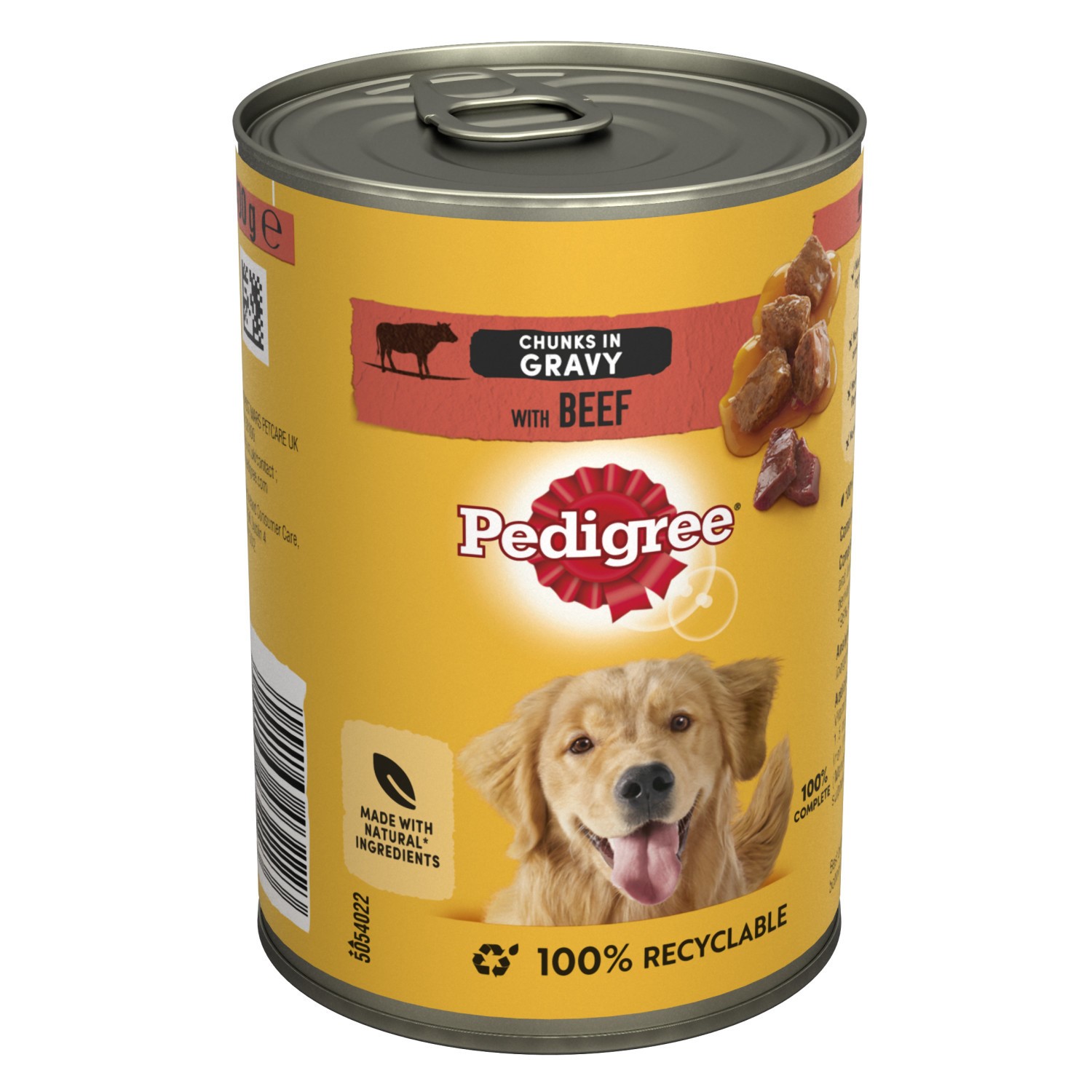 12 x 400g Pedigree Adult Wet Dog Food Tins Beef in Gravy Dog Can