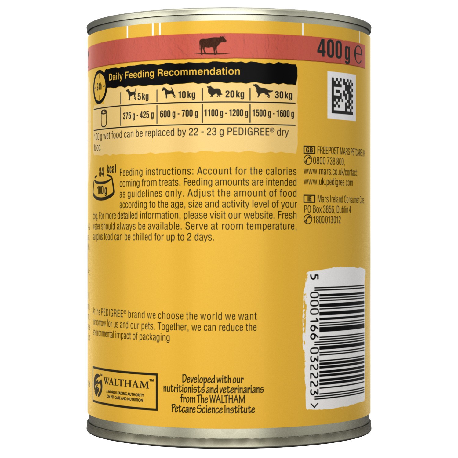 12 x 400g Pedigree Adult Wet Dog Food Tins Beef in Gravy Dog Can