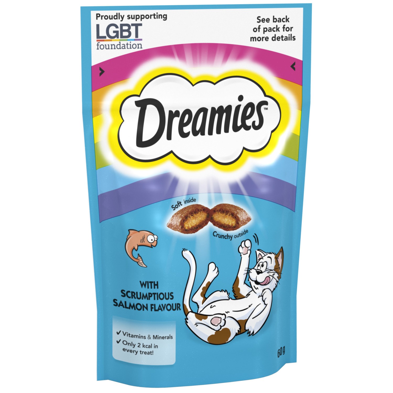 8 x 60g Dreamies Adult 1+ Cat Treats Salmon Cat Biscuits 480g