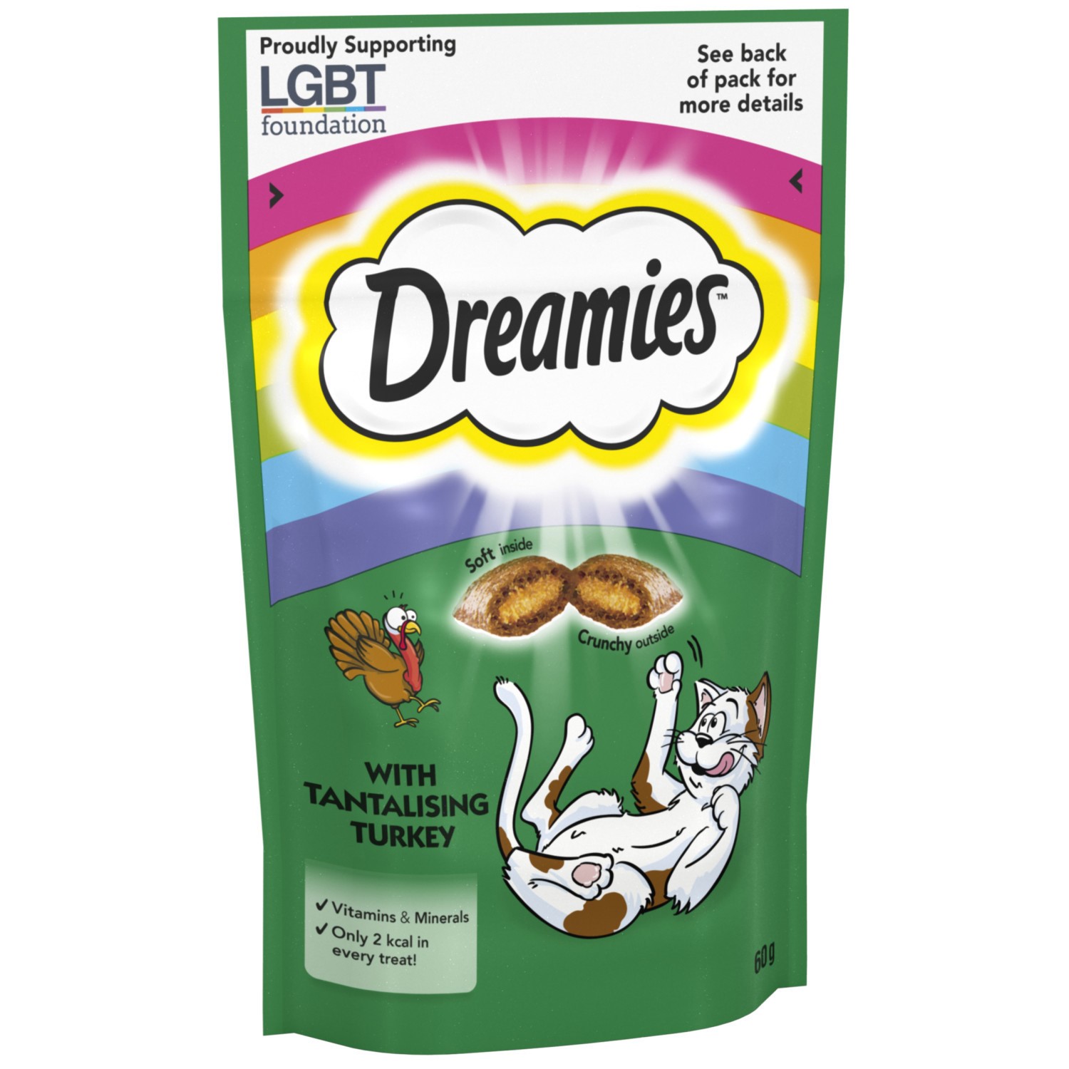 8 x 60g Dreamies Adult Cat Treats Turkey Cat Biscuits 480g