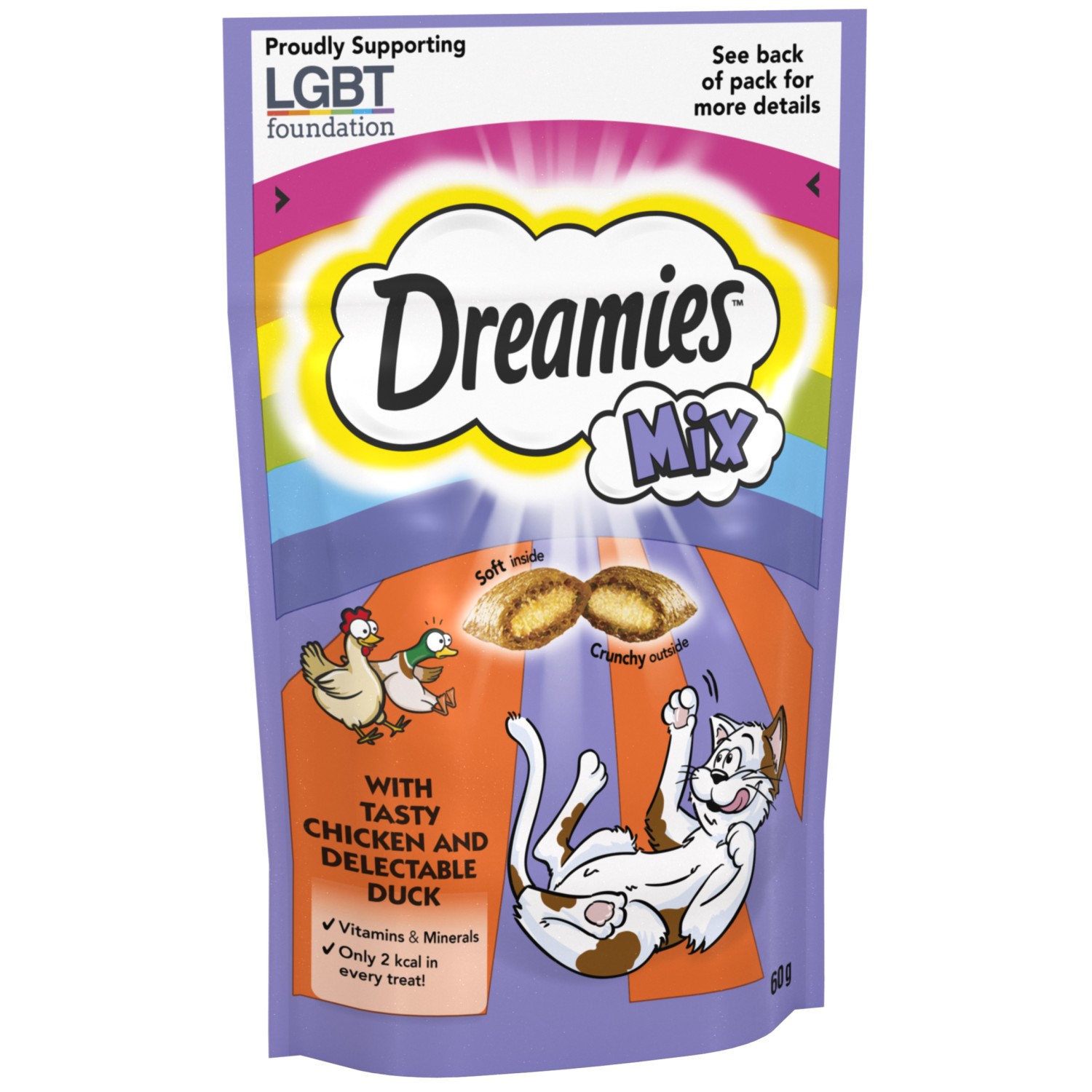 8 x 60g Dreamies Mix Adult Cat Treats Chicken & Duck Cat Biscuits 480g