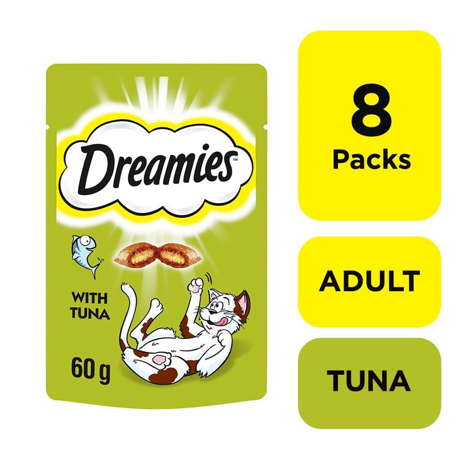8 x 60g Dreamies Adult Cat Treats Tuna Cat Biscuits 480g