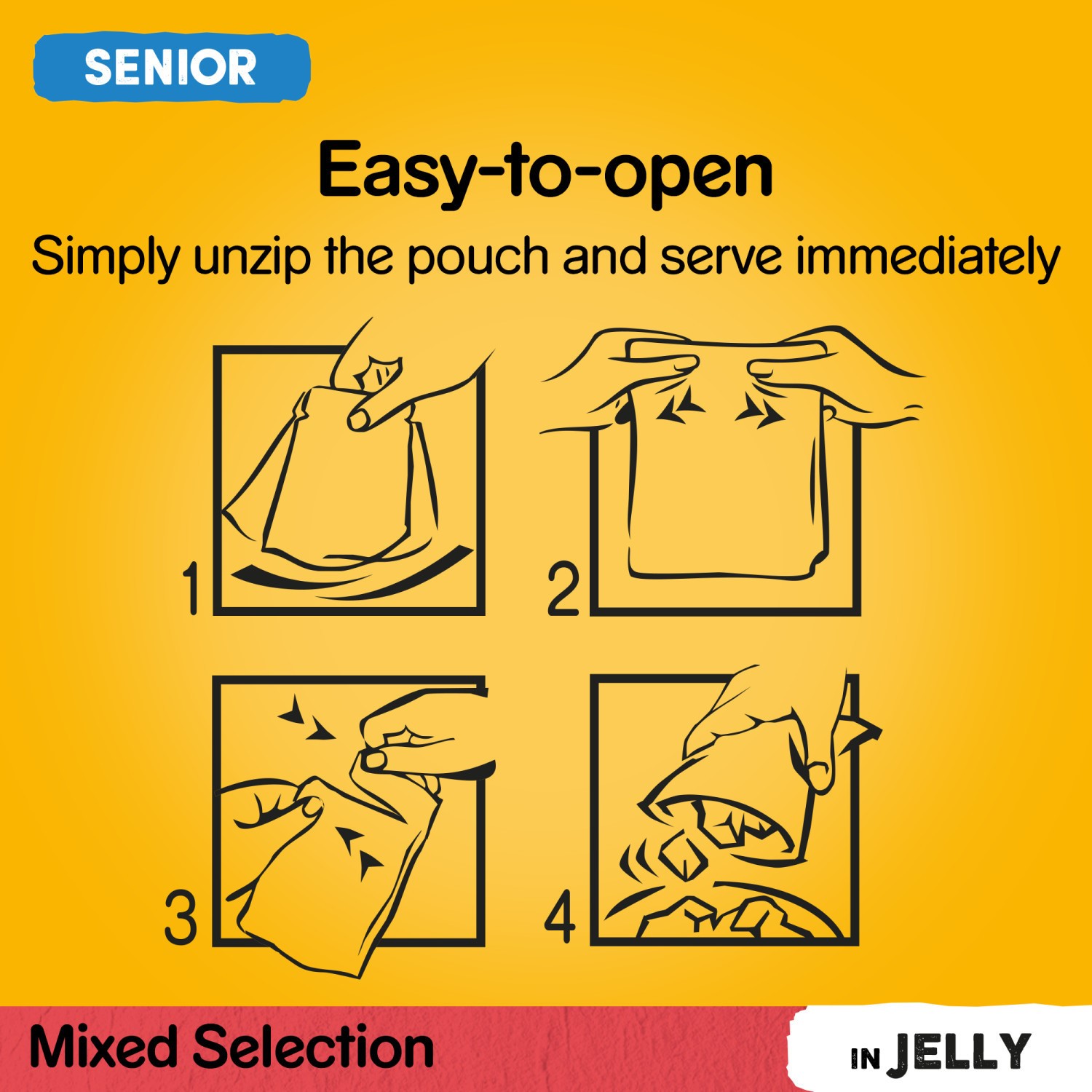 96 x 100g Pedigree Senior Wet Dog Food Pouches Mixed Selection In Jelly
