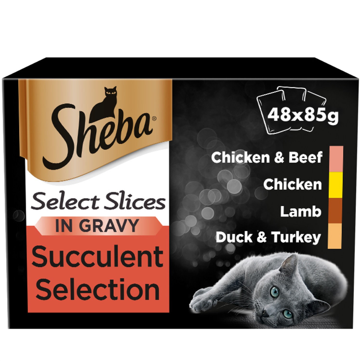48 x 85g Sheba Select Slices Adult Wet Cat Food Pouches Mixed Gravy Selection