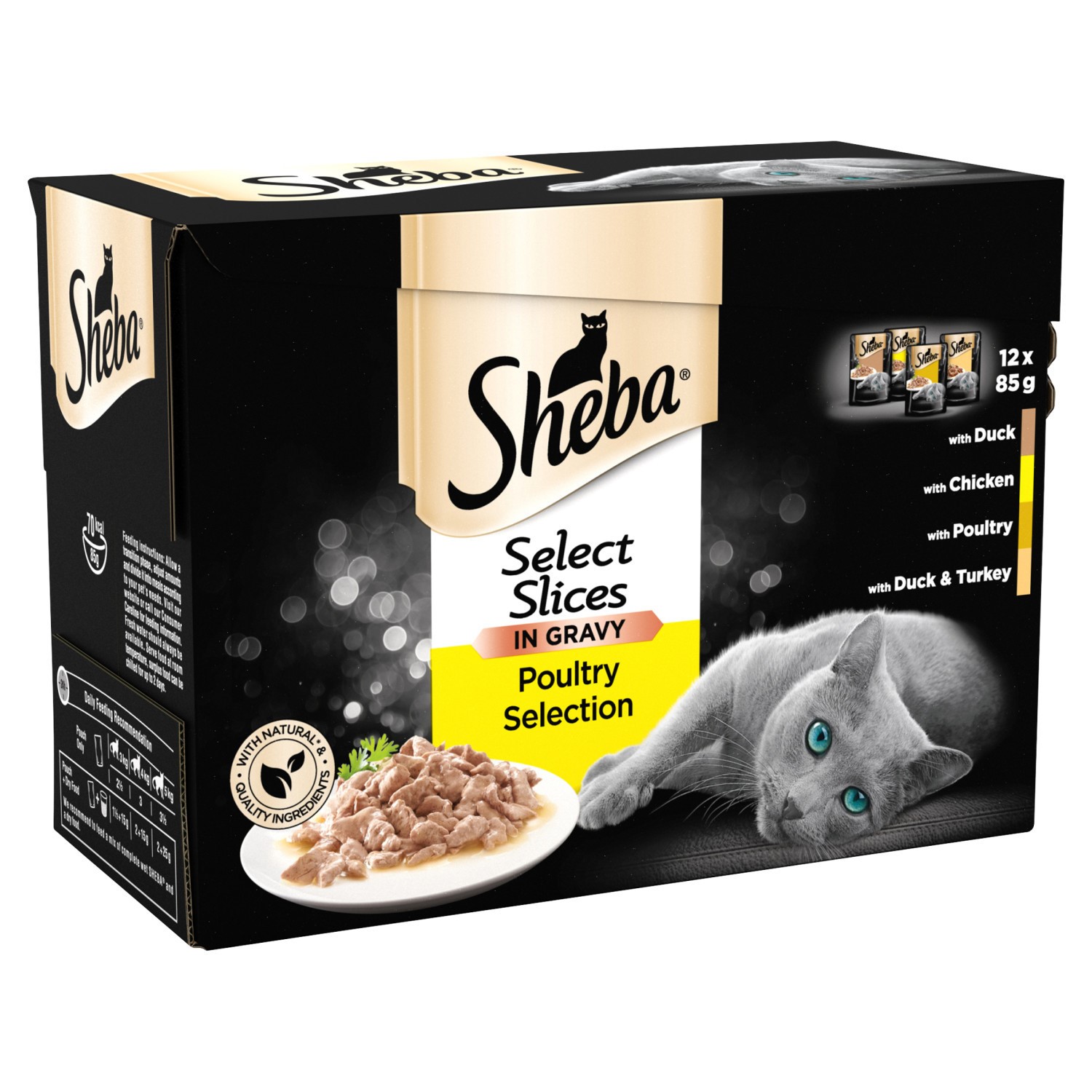 96 x 85g Sheba Select Slices Adult Wet Cat Food Pouches Mixed Poultry in Gravy