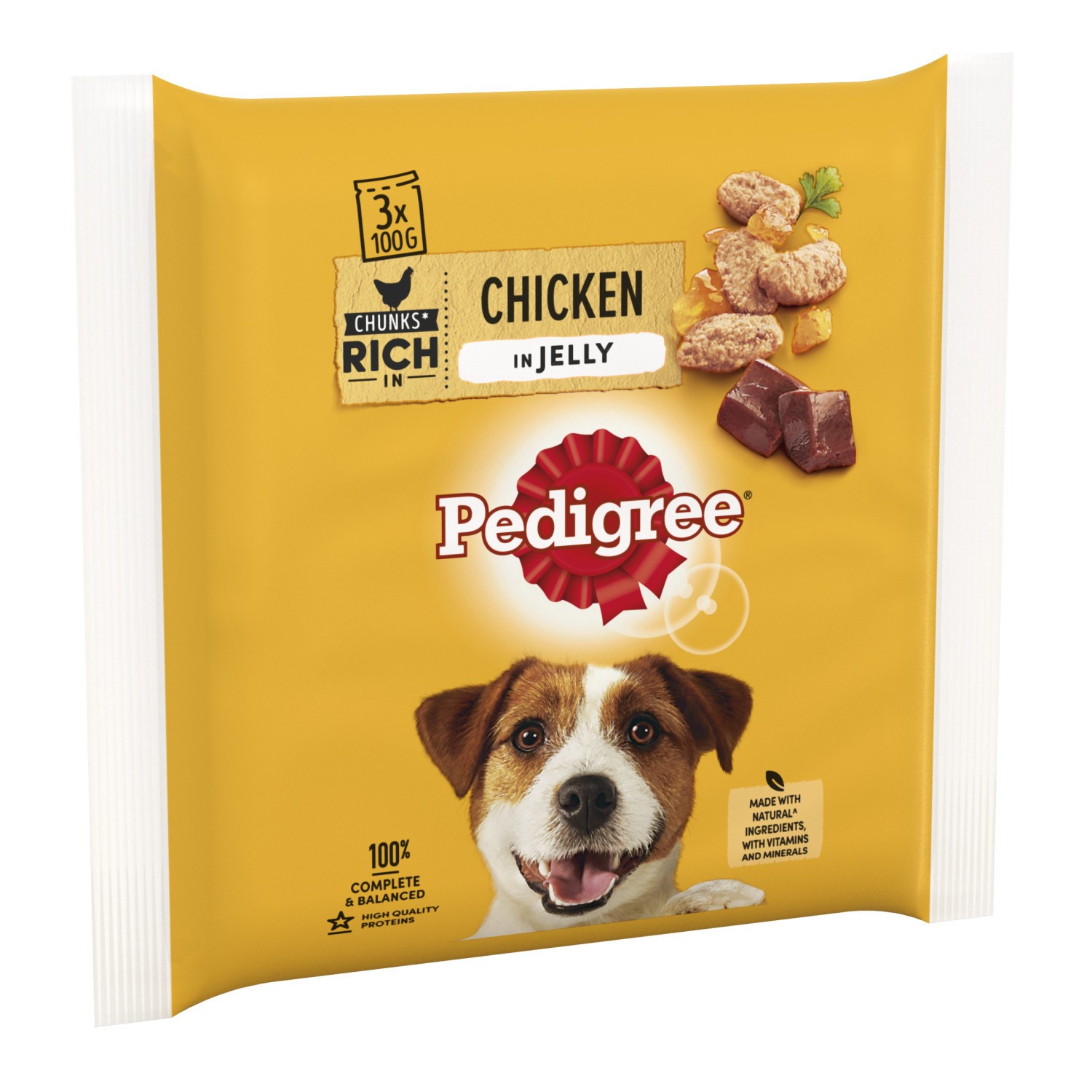 126 x 100g Pedigree Adult Wet Dog Food Pouches Chicken in Jelly