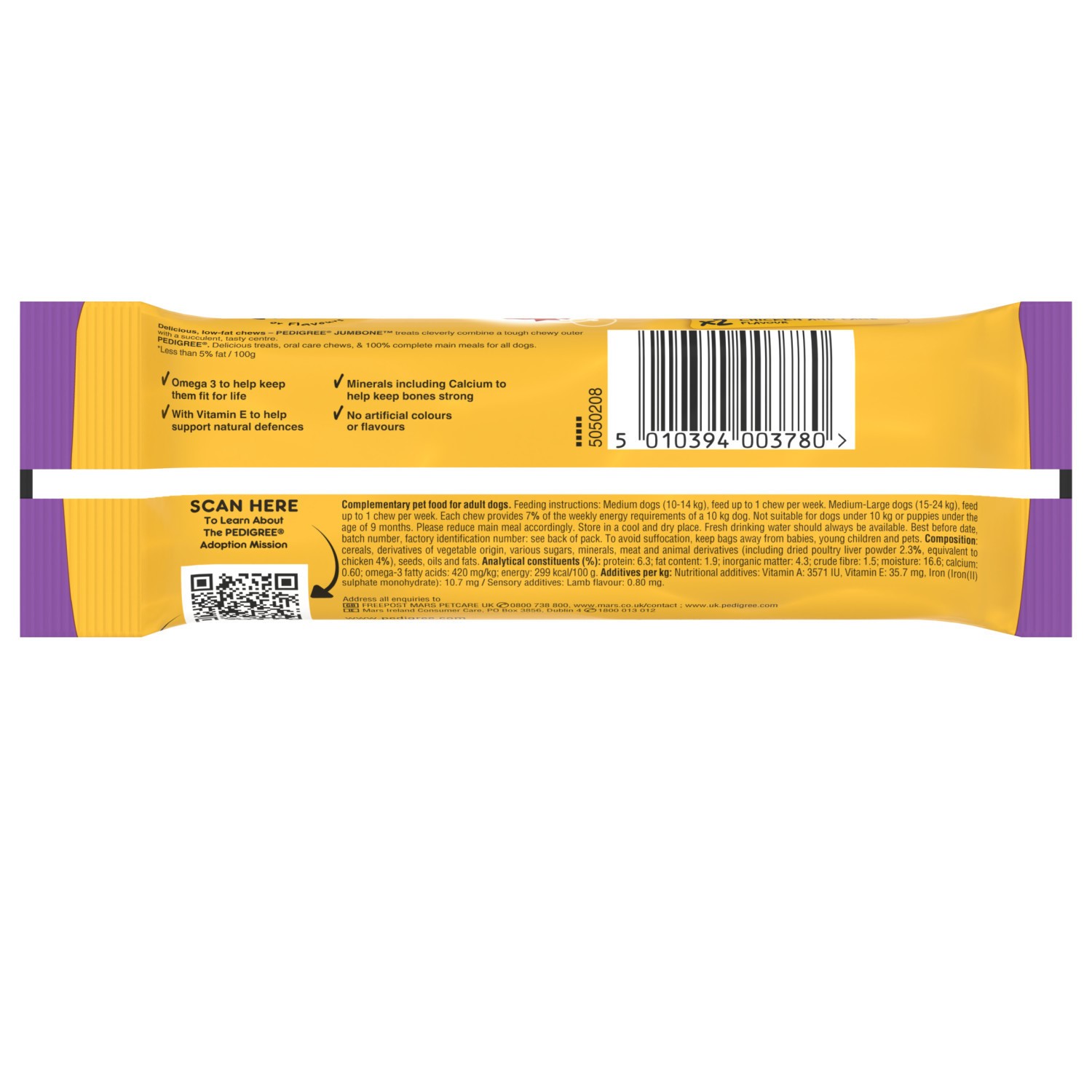 48 Pedigree Jumbone Medium Dog Treats Chicken & Lamb Dog Chews 24x180g