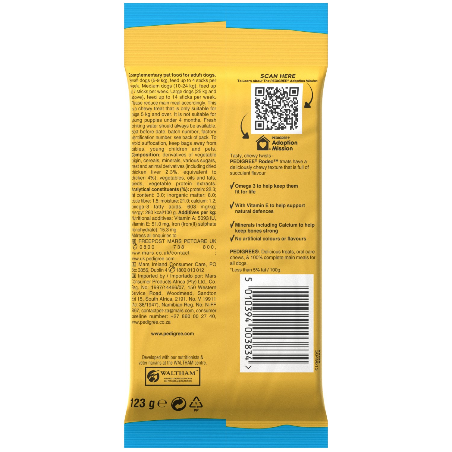 168 Pedigree Rodeo Dog Treats Chicken Dog Chews 24x123g