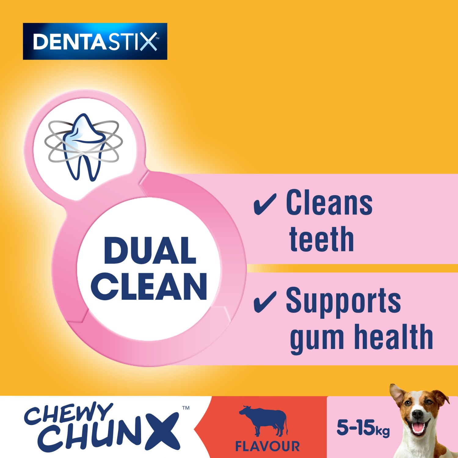 5 x 68g Pedigree Dentastix Chewy Chunx Mini Dog Treat Beef Flavour