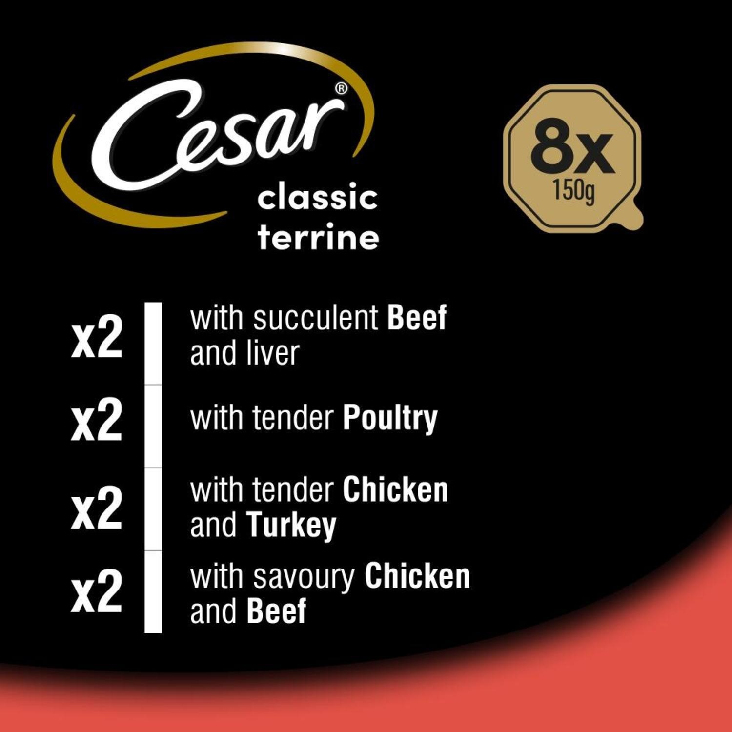 72 x 150g Cesar Classics Adult Wet Dog Food Trays Mixed Selection in Loaf